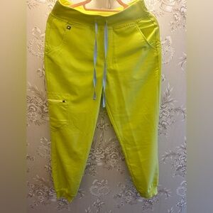 Figs Neon Yellow high waisted Zamora joggers SP